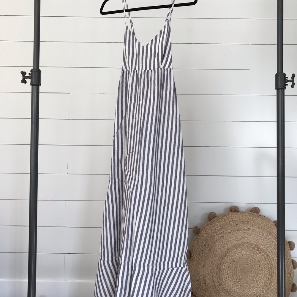 Antibes blanc 100% linen maxi dress size zero.